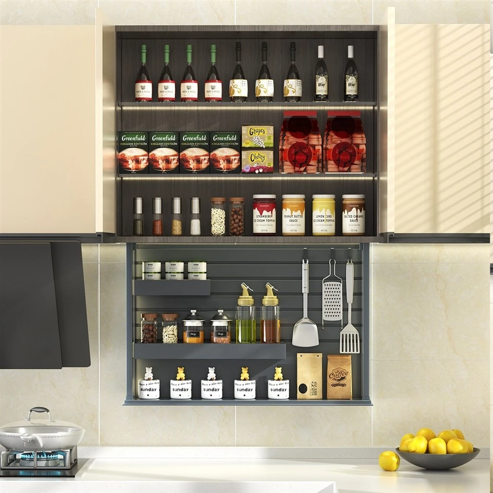 Rack per condimenti per utensili da cucina con ascensore automatico per armadio da cucina